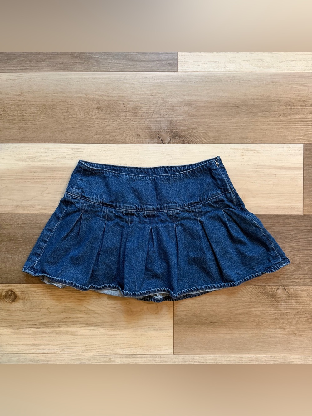 American Eagle Outfitters Dark Blue Denim Skater Mini Skirt with Shorts Size 4